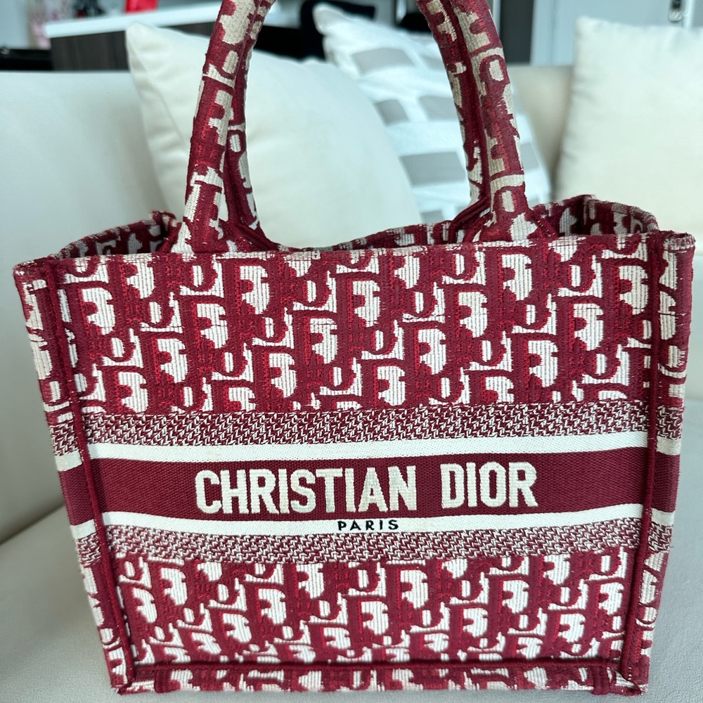 Dior Red and White Tote Bag
